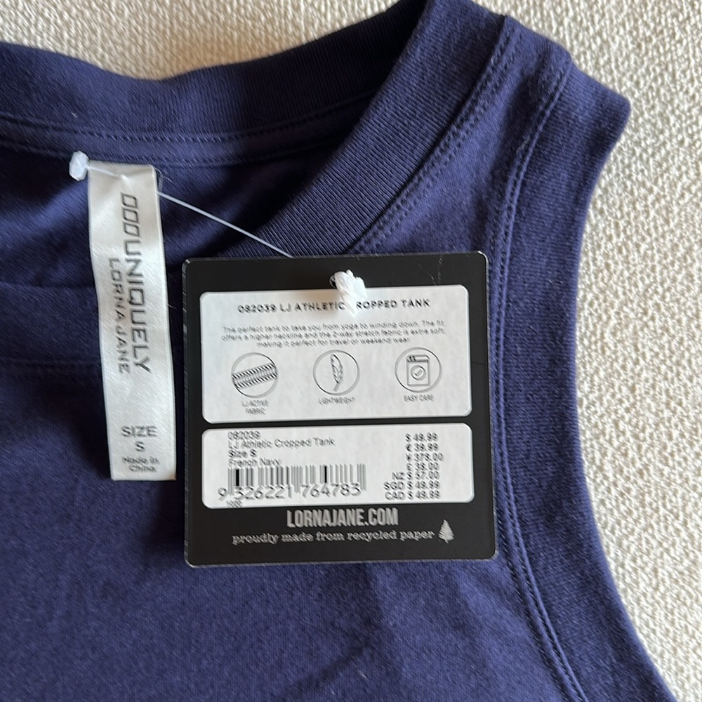 Lorna Jane Athletic Cropped Tank Size S French Navy - Picture 5 of 5
